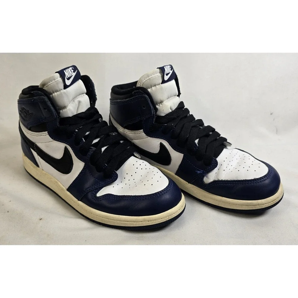 Jordan 1 Retro High Kids Shoe Midnight Navy/Black-White-Sail US Size 2.5Y